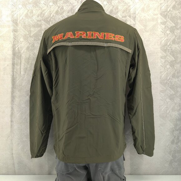 US Marines Running Jacket Mens Small Long Green Reflective New Balance Made USA - Picture 8 of 16